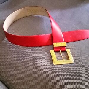 Red Leather Belt The Ritz Gold Buckle Belt
